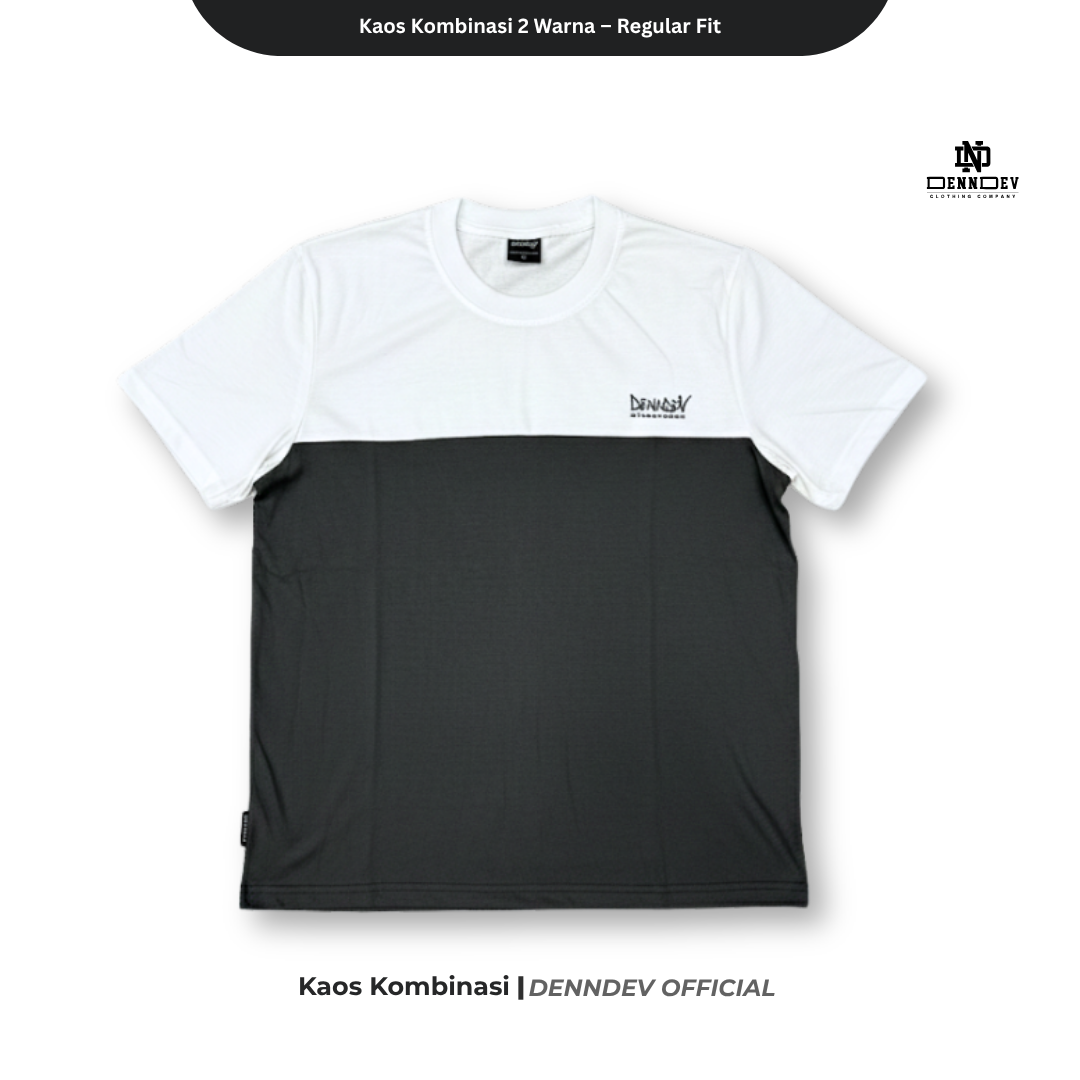 DEN N DEV Kaos Kombinasi 2 Warna Baju Belah Colour Block Katun Distro