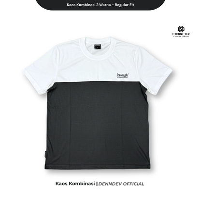 DEN N DEV Kaos Kombinasi 2 Warna Baju Belah Colour Block Katun Distro