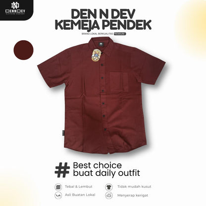 DEN N DEV - Kemeja Pendek Pria Premium Lokal Lembut Bahan Adem Ringan Best Choice For Daily Outfit