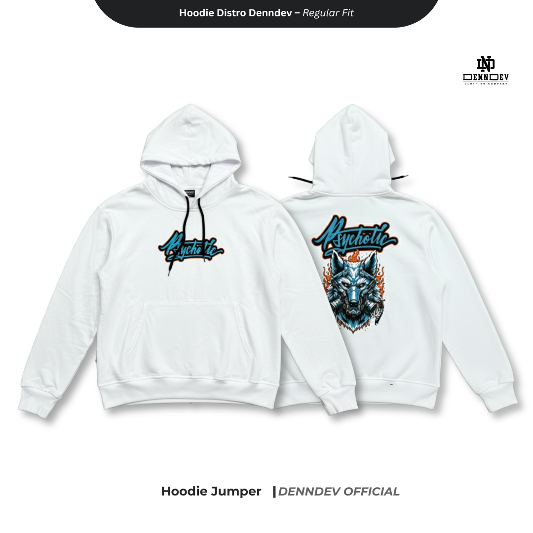 DEN N DEV Hoodie Jumper Pria Graphic Wolf Head Jaket Distro Original