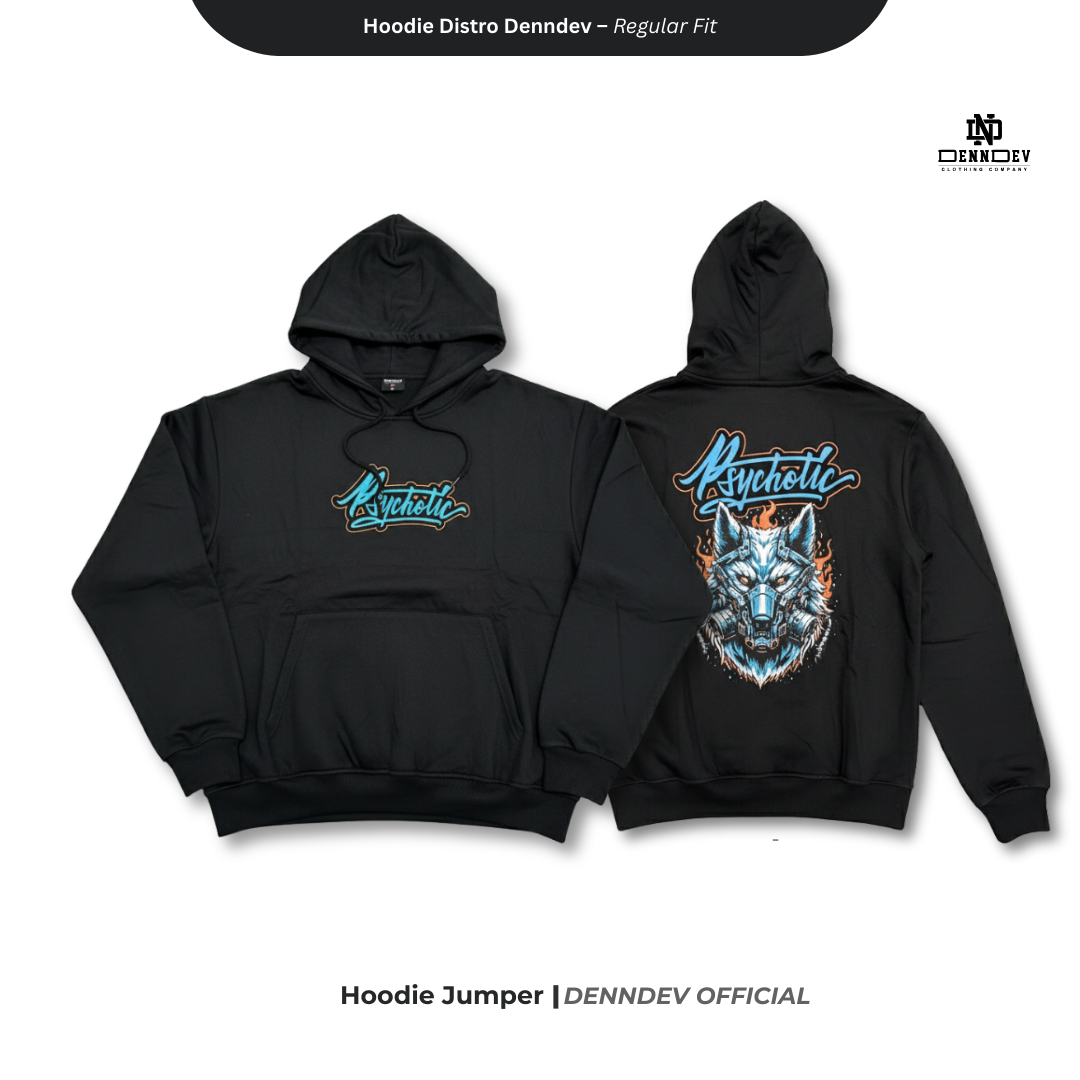 DEN N DEV Hoodie Jumper Pria Graphic Wolf Head Jaket Distro Original