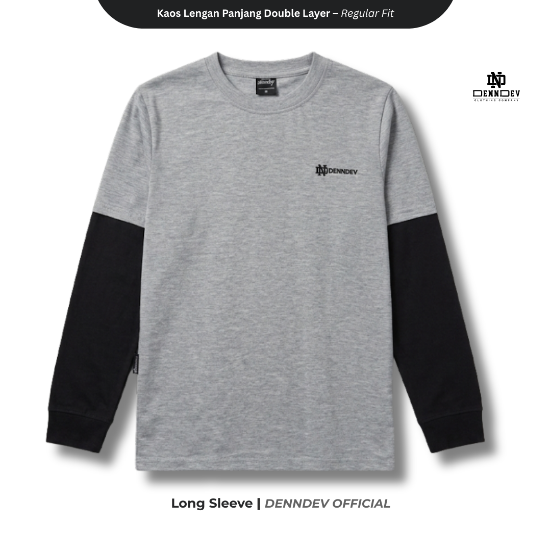 DEN N DEV Double Layer Long Sleeve T-Shirt – Kaos Lengan Panjang Premium Stylish Kekinian