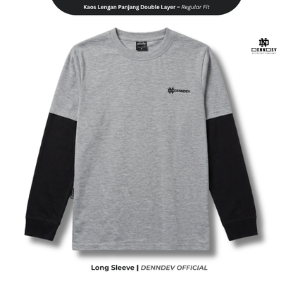 DEN N DEV Double Layer Long Sleeve T-Shirt – Kaos Lengan Panjang Premium Stylish Kekinian