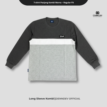 DEN N DEV Kaos Lengan Panjang Kombi Warna – Cotton 20s Premium Stylish Casual