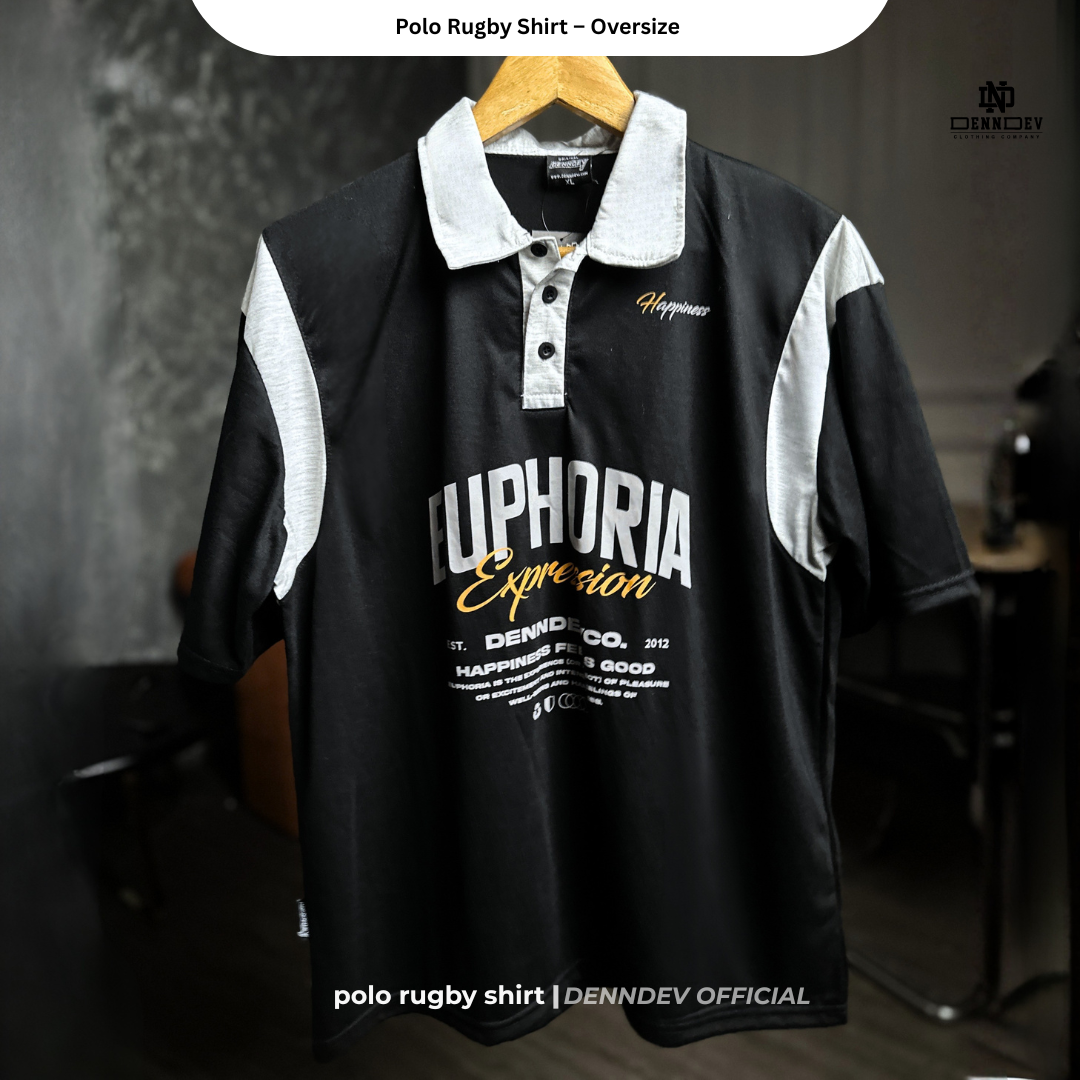 DENNDEV - Polo Rugby Shirt Oversize Cotton 20s - Vintage Rugby Shirt Unisex Streetwear