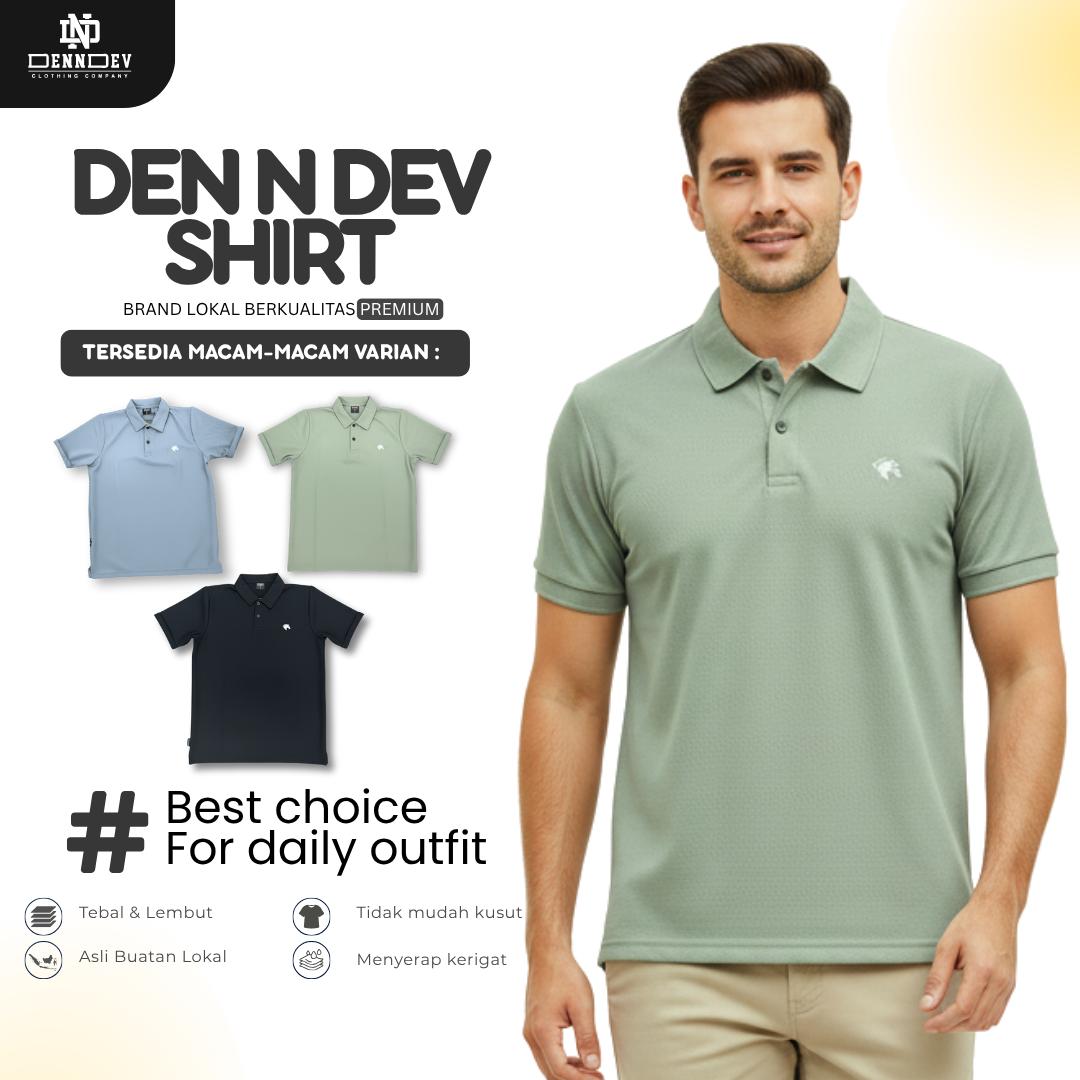 DEN N DEV - Kaos Wangky Premium Kancing Casual-Premium Bordir Logo Eksklusif