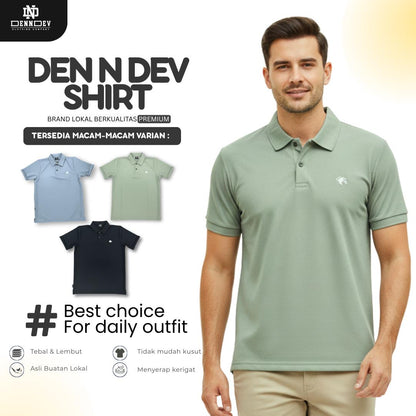 DEN N DEV - Kaos Wangky Premium Kancing Casual-Premium Bordir Logo Eksklusif