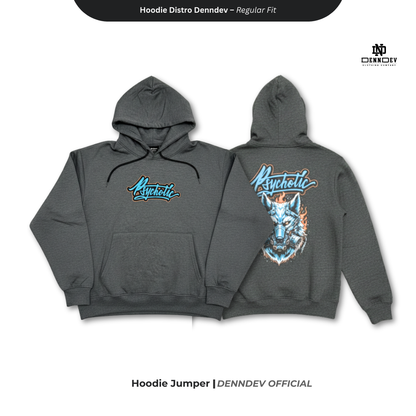 DEN N DEV Hoodie Jumper Pria Graphic Wolf Head Jaket Distro Original