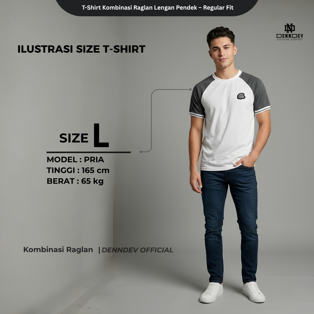 DEN N DEV | Kaos Raglan Pria Distro Original Lengan Pendek Katun 20s Tebal & Adem