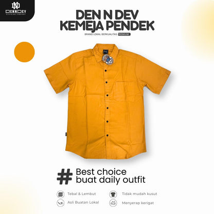 DEN N DEV - Kemeja Pendek Pria Premium Lokal Lembut Bahan Adem Ringan Best Choice For Daily Outfit