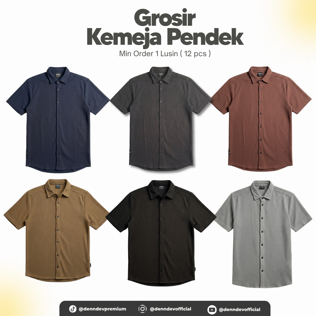 [SERIAN] Kemeja Pendek Pria - Paket 1 Lusin (1 Warna Seri M-L-XL)