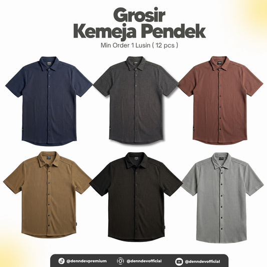 [SERIAN] Kemeja Pendek Pria - Paket 1 Lusin (1 Warna Seri M-L-XL)