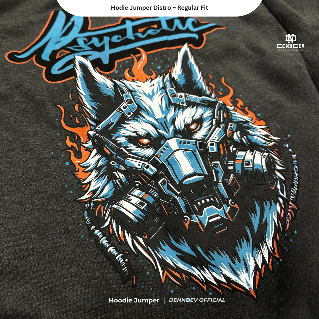 DEN N DEV Hoodie Jumper Pria Graphic Wolf Head Jaket Distro Original