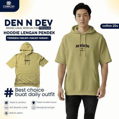 DEN N DEV Hoodie Lengan Pendek – Hoodie Kaos Premium Cotton 20s