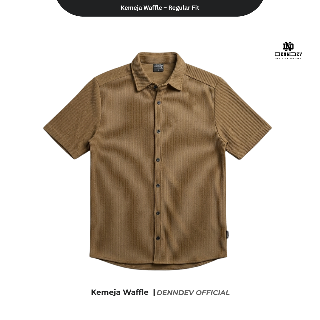 DEN N DEV Official - Kemeja Pendek Bahan Waffle Regular Fit