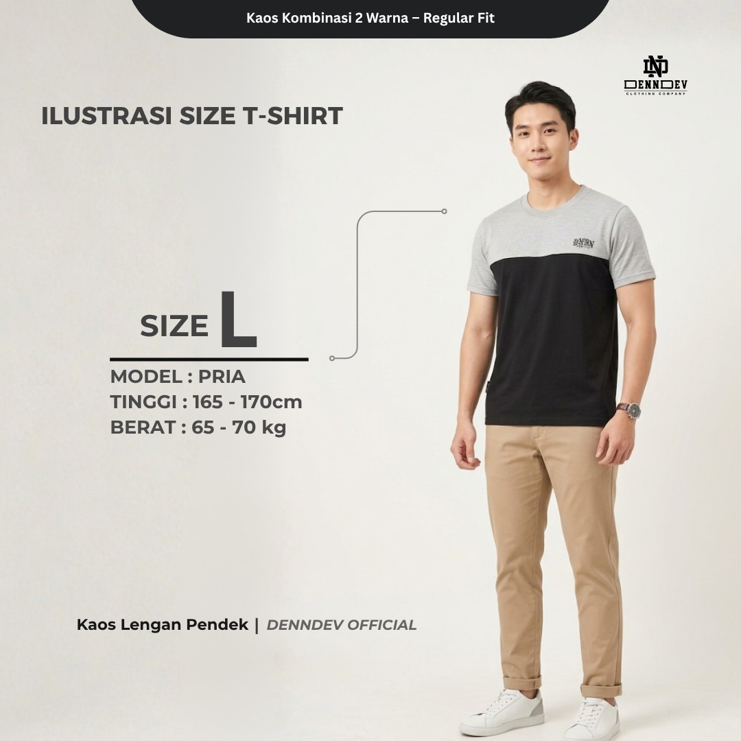 DEN N DEV Kaos Kombinasi 2 Warna Baju Belah Colour Block Katun Distro