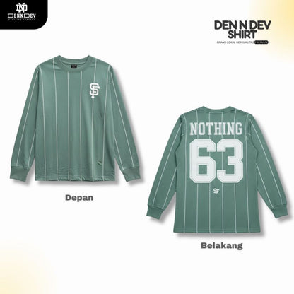 DEN N DEV - T Shirt Panjang Salur Baseball Angka Katun 20s