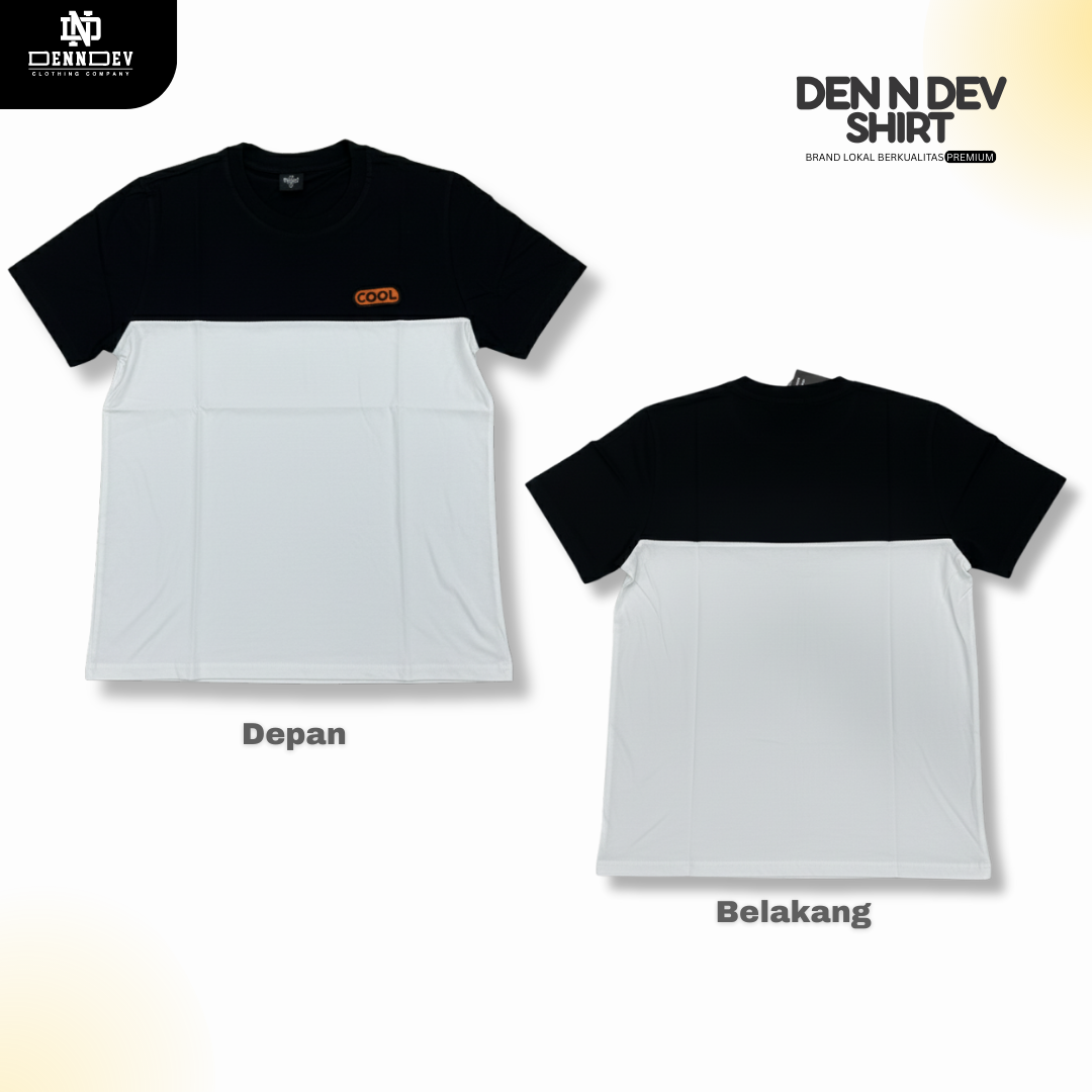 DEN N DEV | Kaos Kombinasi 2 Warna Logo Bordir | Cotton Combed 24s Tebal & Adem