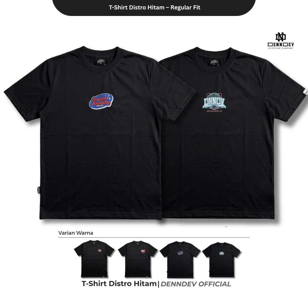 DENNDEV Kaos Distro Pria Hitam Premium Katun 20s Sablon Plastisol Original Regular Fit
