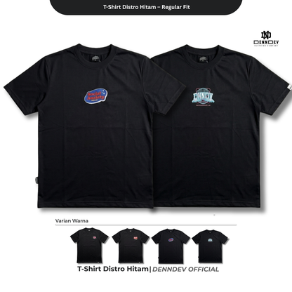 DENNDEV Kaos Distro Pria Hitam Premium Katun 20s Sablon Plastisol Original Regular Fit