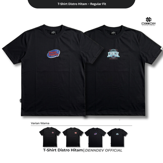 DENNDEV Kaos Distro Pria Hitam Premium Katun 20s Sablon Plastisol Original Regular Fit