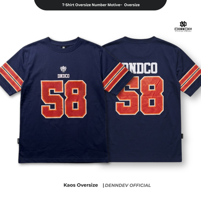 DEN N DEV Baju Kaos Oversize Tee American Football Unisex Katun 20s Tebal