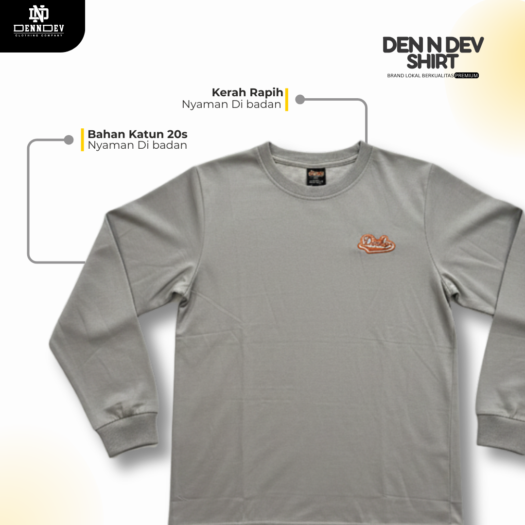 DEN N DEV - T Shirt Lengan Panjang Logo Dada Patchbordir