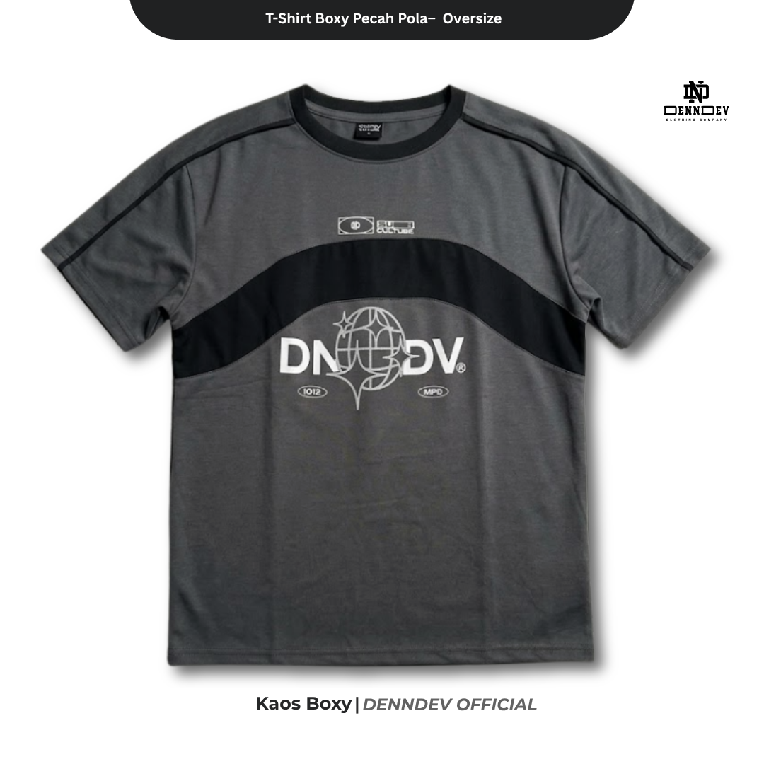 DEN N DEV T-Shirt Boxy Pecah Pola Oversize - Kaos Pria Distro Casual Streetwear