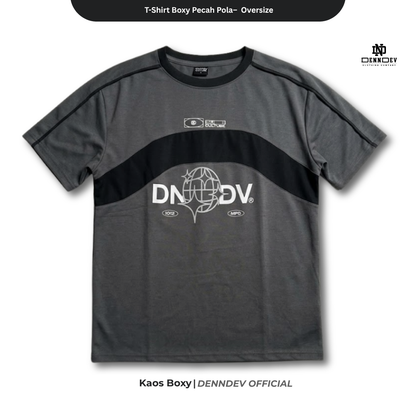 DEN N DEV T-Shirt Boxy Pecah Pola Oversize - Kaos Pria Distro Casual Streetwear
