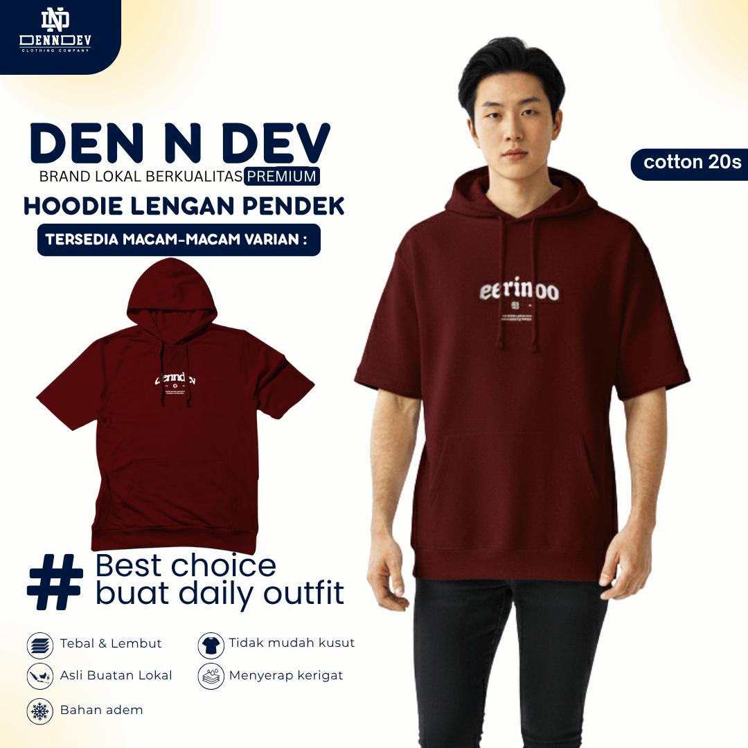 DEN N DEV Hoodie Lengan Pendek – Hoodie Kaos Premium Cotton 20s