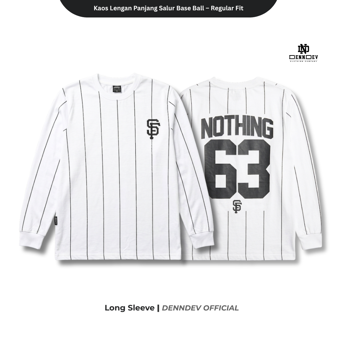 DEN N DEV - Kaos Lengan Panjang Garis Pria Katun 20s | T-Shirt Baseball Style DEN N DEV