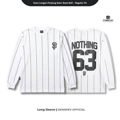 DEN N DEV - Kaos Lengan Panjang Garis Pria Katun 20s | T-Shirt Baseball Style DEN N DEV