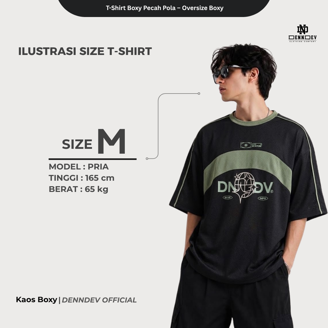 DEN N DEV T-Shirt Boxy Pecah Pola Oversize - Kaos Pria Distro Casual Streetwear