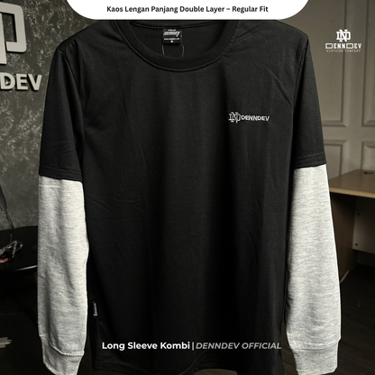 DEN N DEV Double Layer Long Sleeve T-Shirt – Kaos Lengan Panjang Premium Stylish Kekinian
