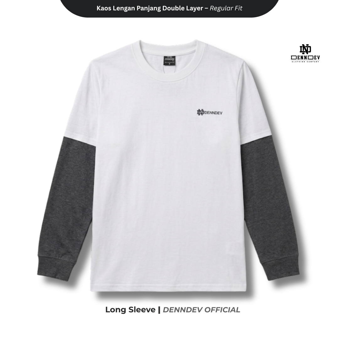 DEN N DEV Double Layer Long Sleeve T-Shirt – Kaos Lengan Panjang Premium Stylish Kekinian