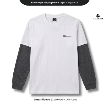DEN N DEV Double Layer Long Sleeve T-Shirt – Kaos Lengan Panjang Premium Stylish Kekinian