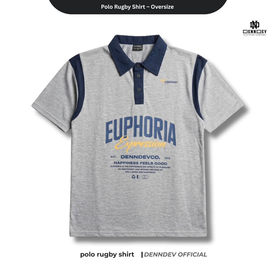DENNDEV - Polo Rugby Shirt Oversize Cotton 20s - Vintage Rugby Shirt Unisex Streetwear