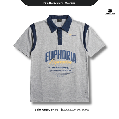 DENNDEV - Polo Rugby Shirt Oversize Cotton 20s - Vintage Rugby Shirt Unisex Streetwear