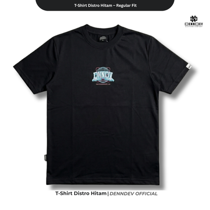 DENNDEV Kaos Distro Pria Hitam Premium Katun 20s Sablon Plastisol Original Regular Fit