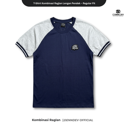 DEN N DEV | Kaos Raglan Pria Distro Original Lengan Pendek Katun 20s Tebal & Adem