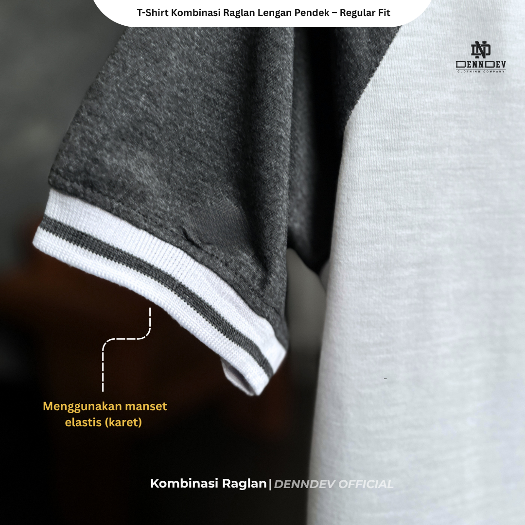 DEN N DEV | Kaos Raglan Pria Distro Original Lengan Pendek Katun 20s Tebal & Adem