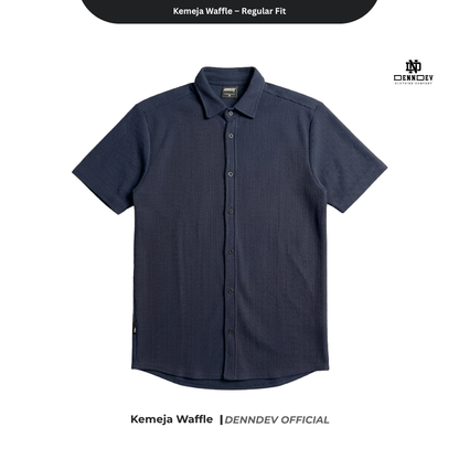 DEN N DEV Official - Kemeja Pendek Bahan Waffle Regular Fit