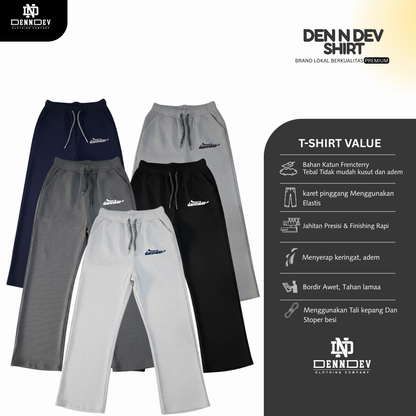 DEN N DEV | Celana Santai Korean Style Unisex Baggy | French Terry Adem & Nyaman