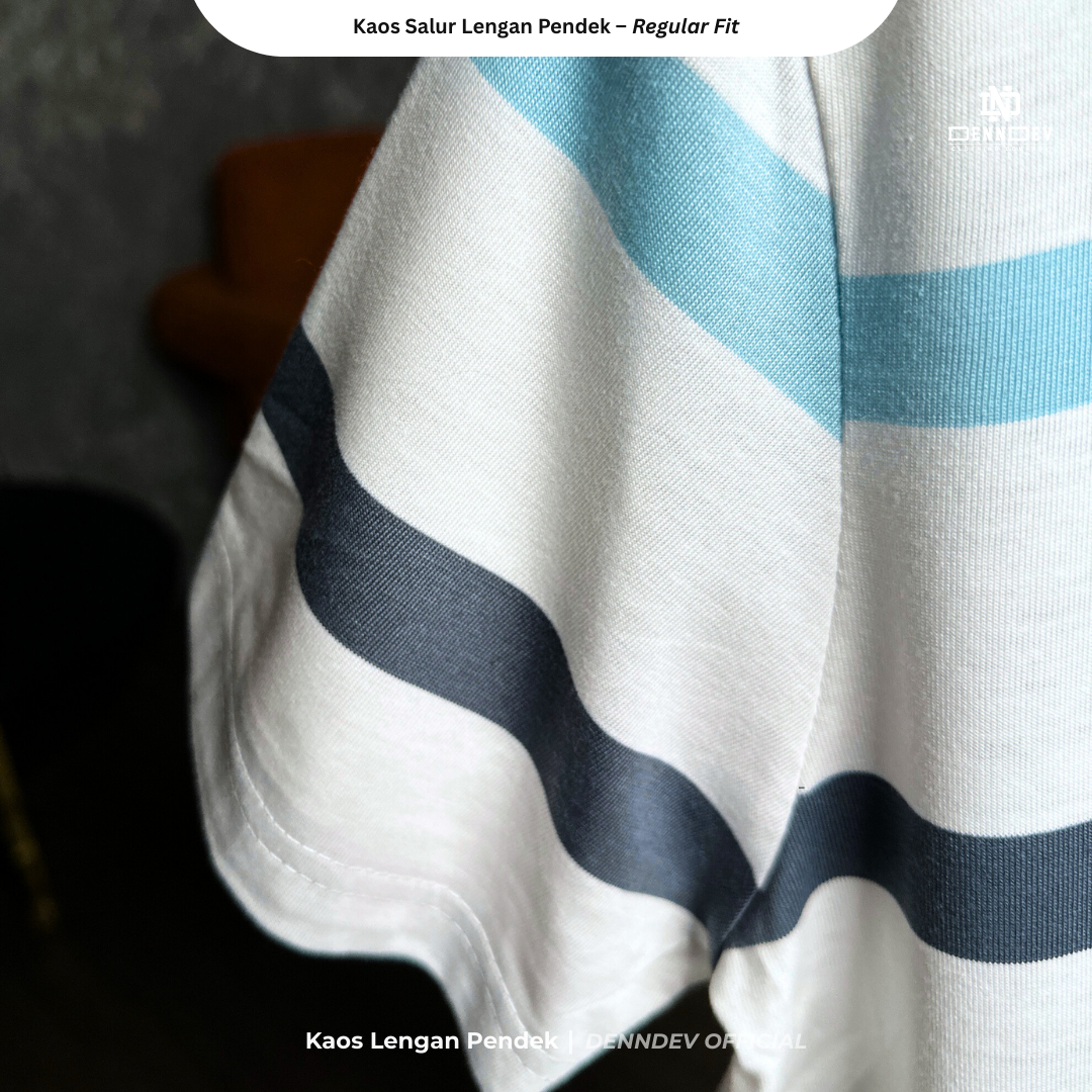 DENNDEV - Kaos Salur Lengan Pendek Stripe T-Shirt Pria Regular Fit
