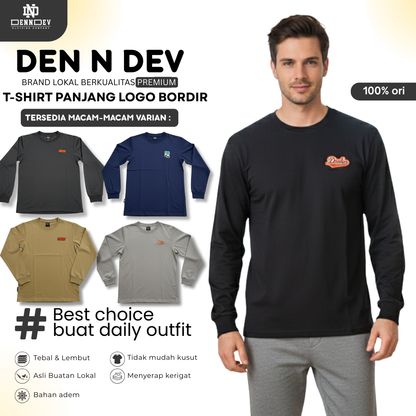 DEN N DEV - T Shirt Lengan Panjang Logo Dada Patchbordir