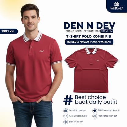 DENNDEV - Polo Shirt Pria Dewasa Motif Bordir Logo DND Simpel Kombinasi warna - Wangky Pria Dewasa